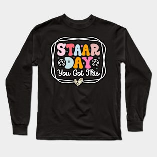 Test Staar Day You Got This Teacher Retro Groovy Testing Day Long Sleeve T-Shirt